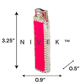 Rhinestone Bling Lighter Luxury Blue Torch Refillable Windproof Elegant Evening Party Gift Luxe (Rose Pink)