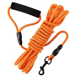 Vivifying Long Dog Lead, 20FT Reflective Long Line Dog Lead for Outside and Yard, Floating Long Leads for Dog Training with Soft Handle for Camping, Hiking, Swimming, Beach and Lake (Orange