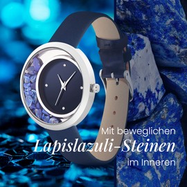 crystal blue Women's Watch Gemstone Jewellery Lapslazulli Amber Rose Quartz Analogue Quartz, blue, Strap.