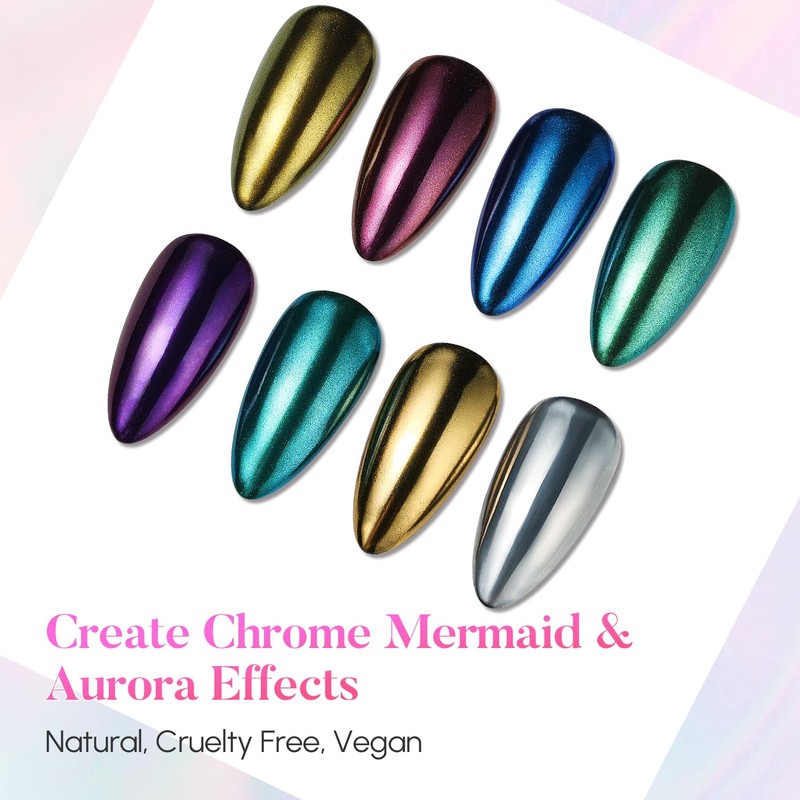 AIMEILI Pearl Effect Nail Powder 8 Colours Nail Art Chrome