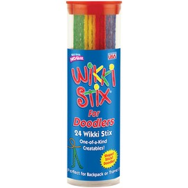 Wikki Stix for Doodlers - Kid's Travel Essential: Portable Creativity On-The-Go! Pack of 24 Wikki Stix in Neon and Primary Colors. Made in USA ! 3 & Up.