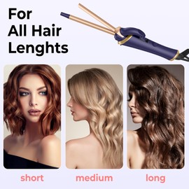 Mini Curling Tongs, 9mm Travel Curling Tong, Small Curling Tongs for Short Hair, Hair Curler with 5 Adjustable Temperature from 120-200℃, Curling Tong for All Styler, Double Voltage