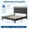 Modern King Bed Frame Headboard, Linen Fabric Upholstered Platform Bed
