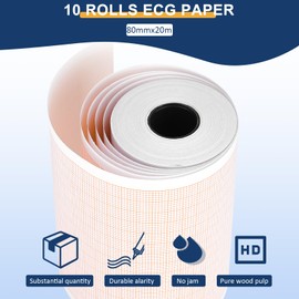 EKG Paper - 10 Rolls Papel De Electrocardiograma,Paper EKG,ECG Paper Roll,Papel para Hacer Electrocardiograma 80mmx20m