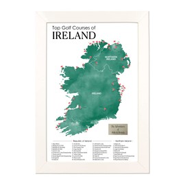 Ireland Golf Courses Push Pin Map - Track Your Ireland Golf Travels - Textured White Frame