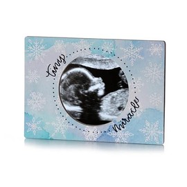 MBHB Magnetic 5x7 Picture Frame, Exclusive Watercolor Design, Durable Wooden Construction, Ideal for Ultrasound Photos, Magnet Frames for Refrigerator Fridge Picture Frames Magnets, Snowflake