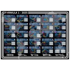 Pick A Lane Formula 1 Racing Schedule 2025 Wallchart (A2 Poster 42cm x 59.4cm) with details of all F1 races in the 2025 season calendar