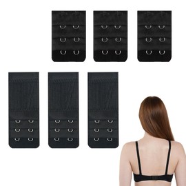 6 Stück BH Verlängerung,Elastische BH Erweiterung 3 Haken,BH Verschluss Verlängerung,Bequemer Bra Extender für Damen,BH-verlängerer,Bequem BH-Verschluss für Schwangere & Alltag,BH Zubehör(Schwarz)