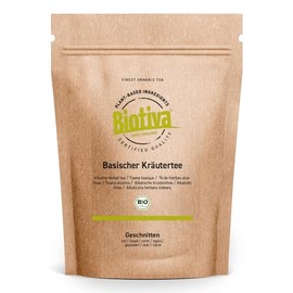 Basic Tea (Herbal Balance Blend) Organic 100 g - Basic Herbal Tea with Nettle Melissa Peppermint Dandelion - Mild Harmonious - Bottled and Controlled in Germany Biotiva