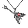 POPLYKE Sterling Silver Guitar Red Heart CZ Pendant Necklace Rock