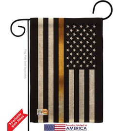 US Thin Gold Line Burlap Burlap Garden Flag Set with Stand First Responders EMT Paramedic EMS Nurse Emergency Medical Technician Supoort Small Gift Yard House Banner Double-Sided Made In USA 13 X 18.5