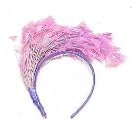 Full Feather Large Fascinator on Headband for Weddings and Races Alice Hair Band (Lilac Purple)