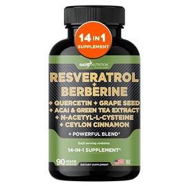 Gade Nutrition Resveratrol Berberine Quercetin Grape Seed Extract Green Tea Extract N-Acetyl Cysteine - 14 in 1 Complex Supplement for Women & Men wit