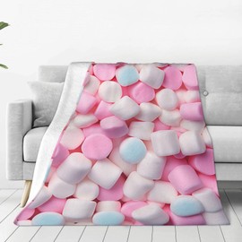 Turamurra Marshmallow Blanket for Girls Kids Adults Colorful Food Candy Sweets Cozy Soft Lightweight Flannel Throw Blanket for Bed Sofa Home Travel Decor All Season 50"x60"