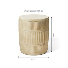 Giltzhome Antique Decorative Garden Stool, 18.5" H Heavy Duty Textured Accent Table, Side Table, Plant Stand for Garden Patio Lawn Home Indoor Outdoor, Cream White