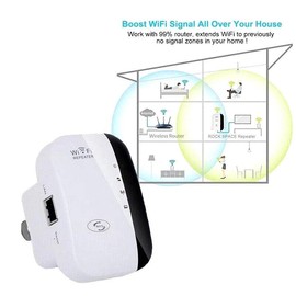 AIMALL 300 Mbps WiFi Extender Repeater Range Booster Wireless-N 802.11 AP Router with 2.4GHz Support, High Speed WLAN Signal Amplifier, AU Plug, White/Black, 2T2R Antennas