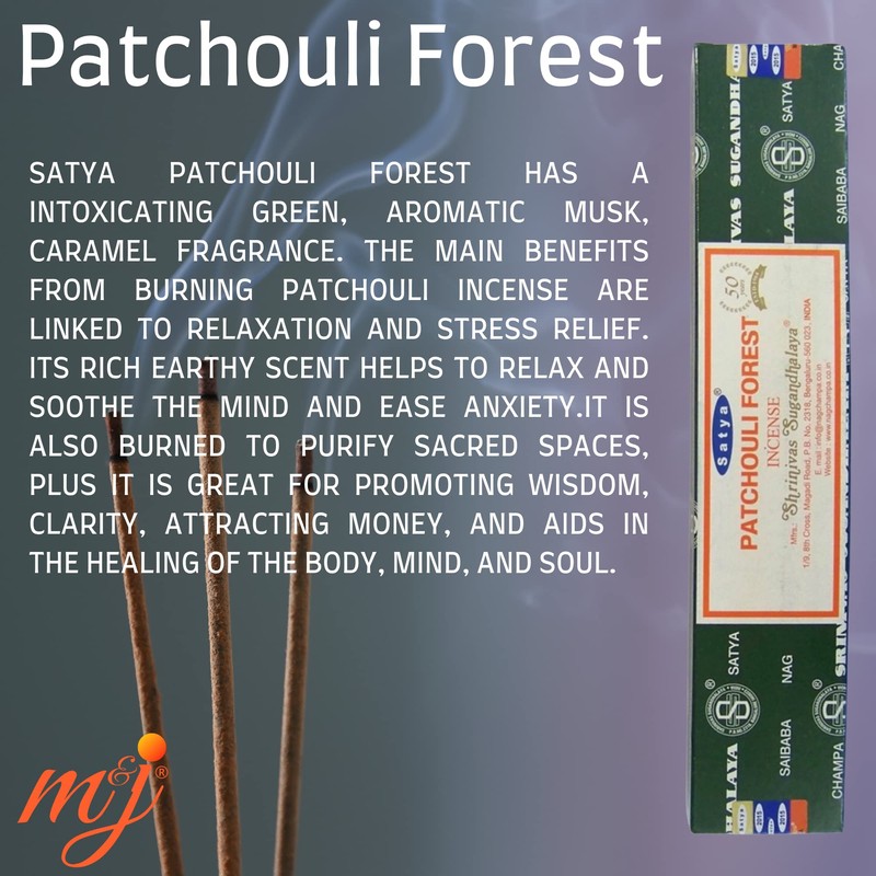Original Satya Nag Champa Patchouli Forest Sticks | with M&J