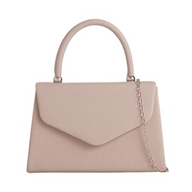 Grab Bag Faux Leather Top Handle Handbag Evening Bag Ladies Clutch Bag Shoulder Bag Wedding Prom Bag (Beige/Nude)