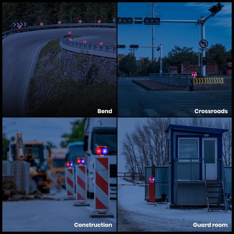 Solar Strobe Warning Light, 3 Working Modes Double Side Red