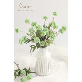 Floroom 5pcs Faux Silk Pompon Mum Artificial Flowers, Bulk Fake Mini Chrysanthemums with Stems for DIY Bouquet Centerpieces Wedding Fillers Sage Green Arrangements Shower Decorations, Elf Green