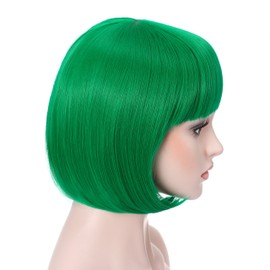 Onedor 10" Short Straight Hair Flapper Cosplay Costume Bob Wig (T2615 - Green)