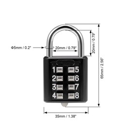 sourcing map 8-Digit Combination Padlock Push Button Lock for Locker Cabinet Black