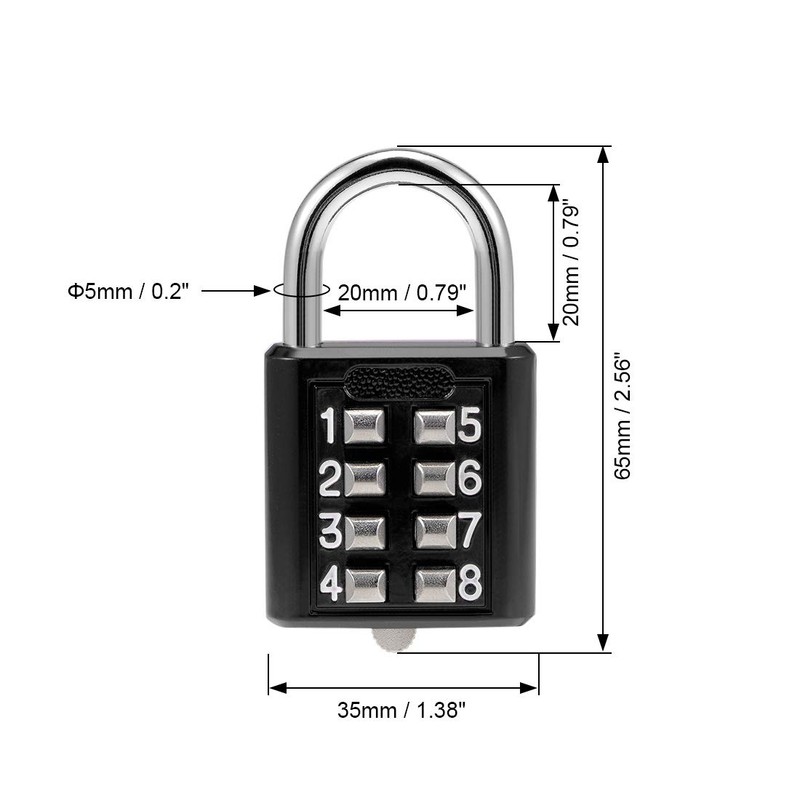 sourcing map 8-Digit Combination Padlock Push Button Lock for Locker