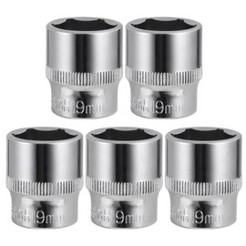 5-Piece 19mm Shallow Sockets, 3/8-Inch Drive, 6-Point, Corrosion Resistance, Compatible with Standard Ratchet Wrenches and Tools