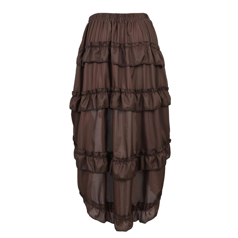 KUOSE Women's Steampunk Skirt Asymmetric Chiffon Lace Tulle Skirt Plus
