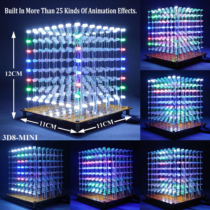 iCubeSmart 3D8MINI Led Cube, DIY Electronic Kit, Led Cube Soldering