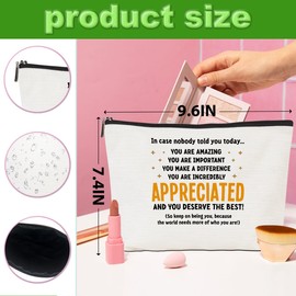 CQM 2pcs Inspirational Makeup Bag Employee Thank You Appreciation Gifts Cosmetic Bag Zipper Pouch Encouragement Gifts for Women Coworkers Boss Lady Manager Friend Christmas Birthday Gift