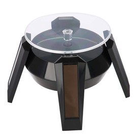 Solar Turntable,Solar Rotating Display Stand, 360° Rotating Turntable with LED Light for Watch Phone Jewelry Display (Black)