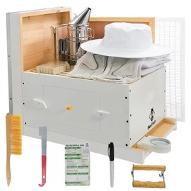 BeeTech Newest Windows 8 Frame Bee Hive Boxes Starter Kit Hand Painted Includes Beekeeping Supplies Tools and Bee Suit Sting Proof (Assembled)