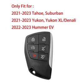 RPKEY 6 Buttons Key Fob Cover: Key Fob Shell with Keychain Fit for 2021 2022 2023 Chevy Tahoe Suburban GMC Yukon Yukon XL Yukon Denali Hummer EV Black Car Key fob Case