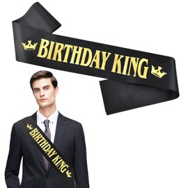 BLMHTWO Birthday Sash Black Birthday King Sash with Golden Letter Birthday King Banner Birthday Decorations for Men 16th 18th 21st 30th 40th 50th 60th Happy Birthday Accessories for Men Boys