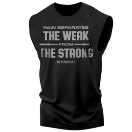 Weak to Strong Graphic Fitness Tank, Sleeveless Bodybuilding Athletic Tank Top (MED, Weak to Strong Silver on Black Tank Top)