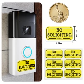 Small No Soliciting and Do Not Disturb Signs for Door, Front Door, Doorbell, Epoxy Stickers, 3D Clear Epoxy Resin Dome Stickers, 1.4"×0.52" Size (Yellow)