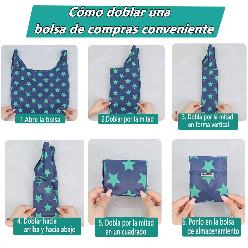 12-Pack Bolsas Ecológicas, Bolsa de Compras Portátil Reutilizable, Bolsas de