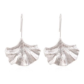 Ginkgo Leaf Earrings Gold Silver Plated Boho Vintage Leaves Flower Plant Geometric Big Statement Dangle Drop Earrings for Women Fall Autumn Festival Prom Party Holiday Fashion Jewelry Gifts (Silver)