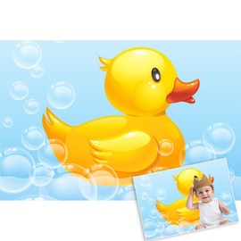 OERJU Rubber Duck Backdrop Yellow Duck Baby Shower Photography Backdrop Swimming Rubber Duckies Bubbles Background Children Kids Newborn Birthday Party Decoration Banner Photo Booth Backdrop 6x4ft