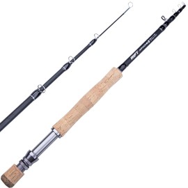 RIFT Apache II Fly Fishing Rod – Carbon Fiber Telescopic Fishing Rod – One-Piece Travel Fishing Rod – Fast Action Fly Rod with Aluminum Reel Seat, Stainless Guides, and Folding Hook Keeper (5/6 WT)