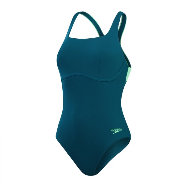 Speedo Ladies Flexband Swimsuit with Integrated Swim Bra Green 44, Green