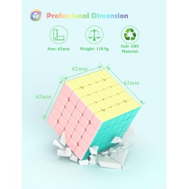 ROXENDA Speed Cube-5x5x5 Stickerless Magic Cube Macaron Vivid Color Fast Cubing for Classroom Training Puzzle Toy Cube for Kids Adult as Gift