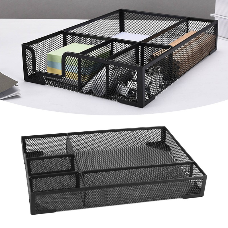 Metal Mesh Drawer Organizer Tray 5 Grids Multipurpose Stable Prevent