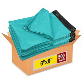 iMBAPrice (200-Pack) Poly Mailers 6x9 Inch Small #1 Teal Color Poly Mailing Shipping Envelopes Bags, Self Seal Adhesive Waterproof and Tear Proof (Total 200 Bags)