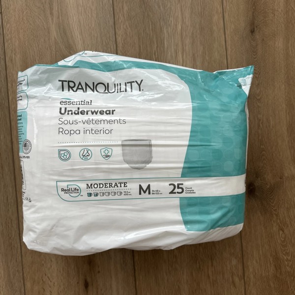 Tranquility Essential Unisex Underwear Pull Ups, Moderate, Medium, 25 Count