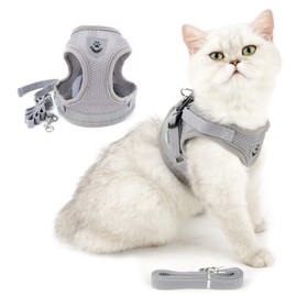 RANPHY Cat Harness Lead Set, Cute, For Both Dogs and Cats, Includes Reflective Tape, Stylish, Chest Attached, Complete Wearing Without Raising Your Legs Up, Tight, Lightweight, Breathable, Mesh, Easy