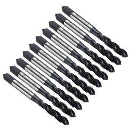 sourcing map 10pcs Spiral Flute Thread Taps M6 x 1 H2 Metric Machine Threading Tap Bit, Nitrided Coated Screw Tapping Repair Tool, M2 High-Speed Steel (HSS6542)