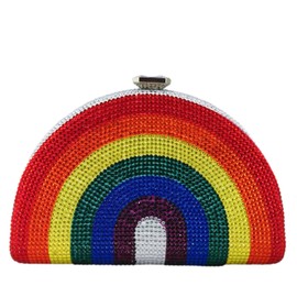 Boutique De FGG Rainbow Bags For Women Crystal Clutch Purse Evening Bag Fashion Party Rhinestone Clutch Handbags, Small