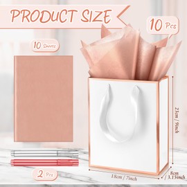 Yeaqee 10 Pack Metallic Paper Gift Bags with Handles Tissue Paper White Rose Gold Thank You 5 Senses Gift Bags for Him Her Birthday Wedding Baby Shower Bridal Shower Groomsmen Favor 9 x 7 x 3.15''